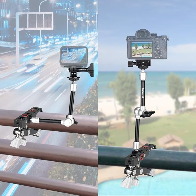 Heavy Duty DSLR Mirrorless Camera Camcorder Super Clamp Mount w/Magic Arm +Quick Release Plate Desk Table Handrail Bar Holder Video Rig Kit for Studio Youtuber Travel Outdoor Time Lapse Vlogging - Image 5