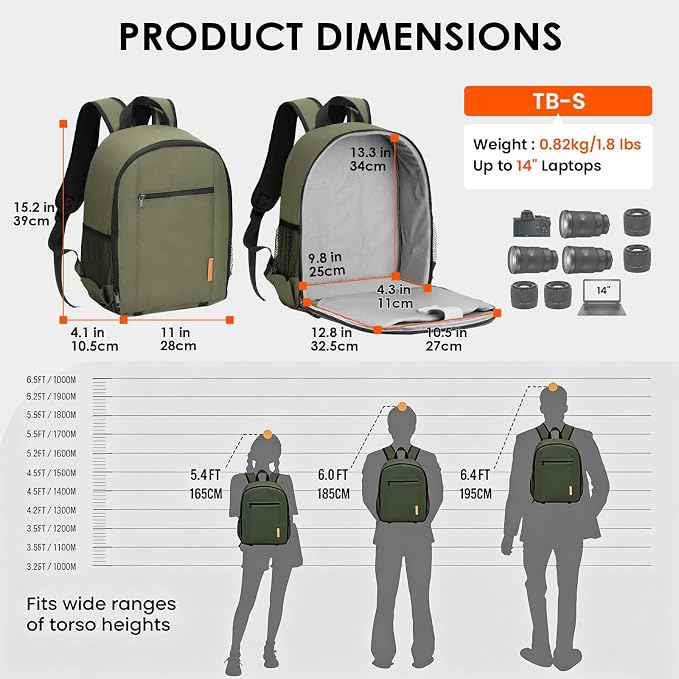 TARION Camera Backpack for Photographers Compact 12L Green TB-S | 14 Inch Laptop Compartment, Rain Cover, Bottom Tripod Holder, for DSLR Mirrorless Cameras, Everyday Shooting - Image 7