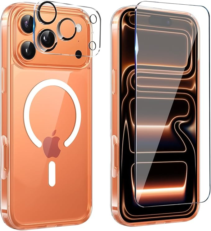 for iPhone 17 Pro Max Case Clear,Magnetic iPhone 17 ProMax Case with Screen Protector & Camera Protector [Compatible with MagSafe], Shockproof TPU Cover for iPhone 17 Max Phone Cases-Transparent by Unknown