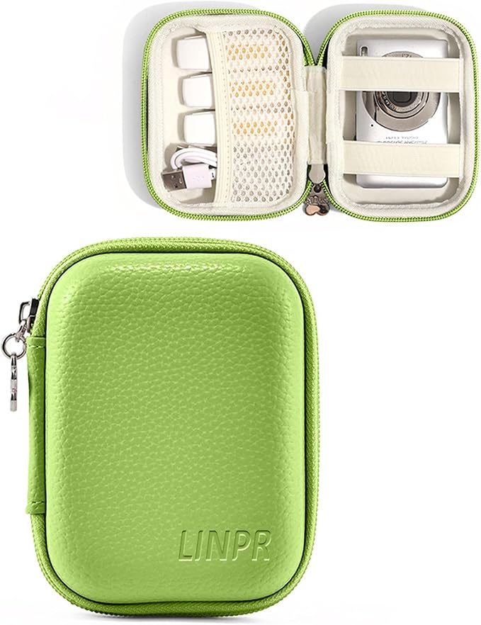 Digital Camera Case for KODAK PIXPRO FZ55/FZ45, Case Only, Green | Fits CAMKORY DC403 and Canon PowerShot ELPH 360 HS Compact Digital Cameras, Small Hard Shell Camera Pouch with Mesh Pocket by Linpr