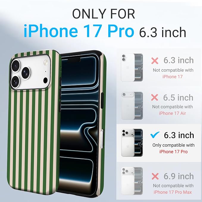 TPU Phone Case for iPhone 17 Pro, MagSafe Wireless Charging Compatible, Shockproof Slim Fit Protective Cover with Anti-Yellowing & Raised Camera Protection (Stripe 2, iPhone 17 Pro(6.3")) - Image 2