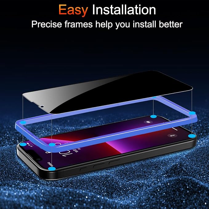 TZGZT Privacy Screen Protectors for iPhone 13 Pro Max, Tempered Glass,HD | 3 Pack, 9H+ Military Grade Shatterproof, Easy Installation, Bubble Free, Case Friendly, Includes Camera Lens Protectors - Image 4