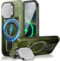 Camera Stand Case for iPhone 16 Pro Max, [Compatible with Mag Safe] [Lens Cover] 2024 Version Military Grade Protective Soft Case for iPhone 16 Pro Max 6.9 inch Men Women, Green by WASTROYAL