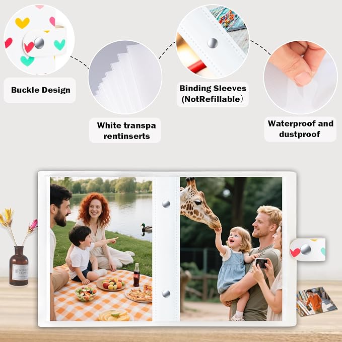 2 Pack Small Photo Albums 5x7 Pictures, 104 Photos Total, White | Leather Cover, Buckle Design, Acid-Free Pages, Top-Loading Pockets, Compact Carry, Photos Postcards & Artwork - Image 5