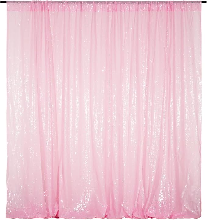 Poise3EHome Pink Sequin Backdrop,8FT x 10FT Sequin Photography Backdrop Curtain for Party Decoration by Poise3EHome
