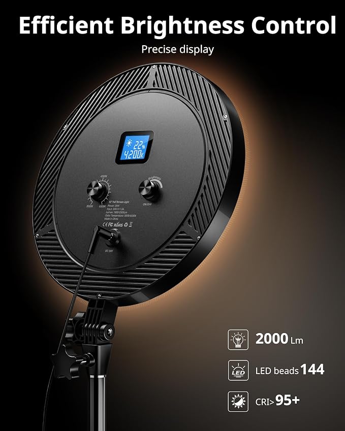 UBeesize Professional Ring Light with Stand, Phone Holder & Remote – 6500K Full-Screen LED Lighting for Makeup, Photography, Studio, Barber, and Live Streaming - Image 3