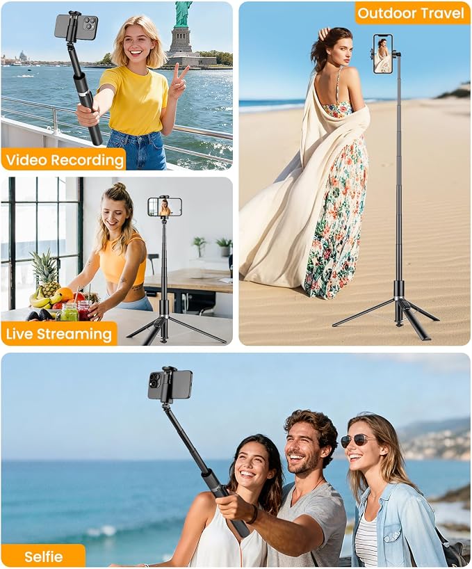 VICTIV 68" Phone Tripod, Auto Open iPhone Tripod with Remote and Fill Light | Extendable Selfie Stick Tripod for iPhone Android, Cell Phone Stand for Video Recording, Selfies, Vlogging, Live Streaming - Image 6