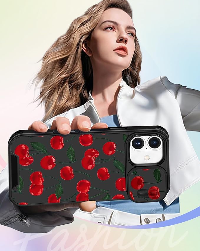 Buleens for iPhone 16 Case 6.1 Inch - with Ring Stand & Camera Cover Aesthetic Cute Designed for Women Girls Girly Pretty Kawaii Cherry Unique Teen Phone Case for iPhone 16 Compatible with Magsafe - Image 6
