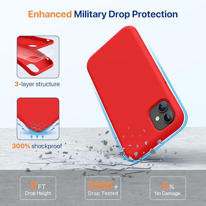 Miracase Silicone for iPhone 11 Phone Case, Red | Soft Anti-Scratch Microfiber Lining, Premium Silicone Cover Shockproof Drop Protection Phone Case for 11 - Image 4