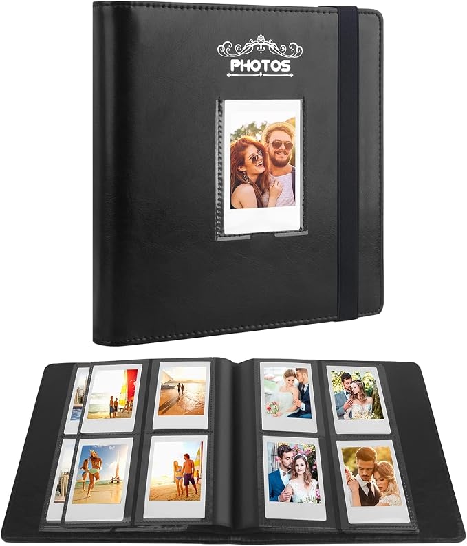 Veicevol 288-Pocket 2x3 Photo Album for Instax Mini and Polaroid, Black | PU Leather Cover Keeps, Fits Instax Mini and Polaroid 2x3 Photos, Protects Travel, Wedding and Family Memories by VEICEVOL
