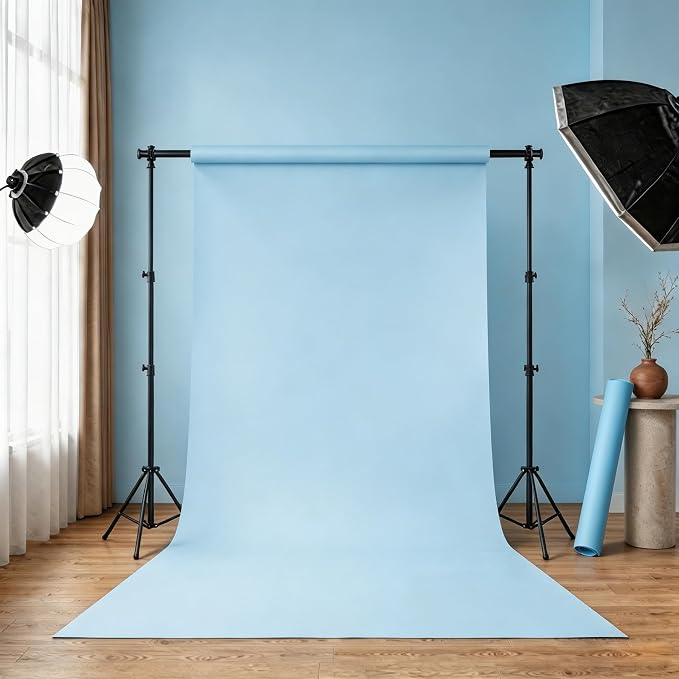 Light Blue Backdrop Paper, Sky Blue Photo Backdrop 53" x 32.8' | Seamless matte backdrop paper with non-reflective surface for portraits, videos, product photography and studio shooting. - Image 2
