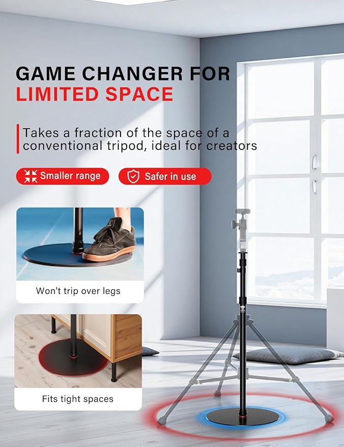 IFOOTAGE A400 Round Base Monopod Light Stand 79" 2 Pack | Aluminum Camera Floor Stand Tripod with 1/4" & 3/8" Screw Light Adapter for Camera Light Webcam Backdrop, Payload 22lb - Image 3
