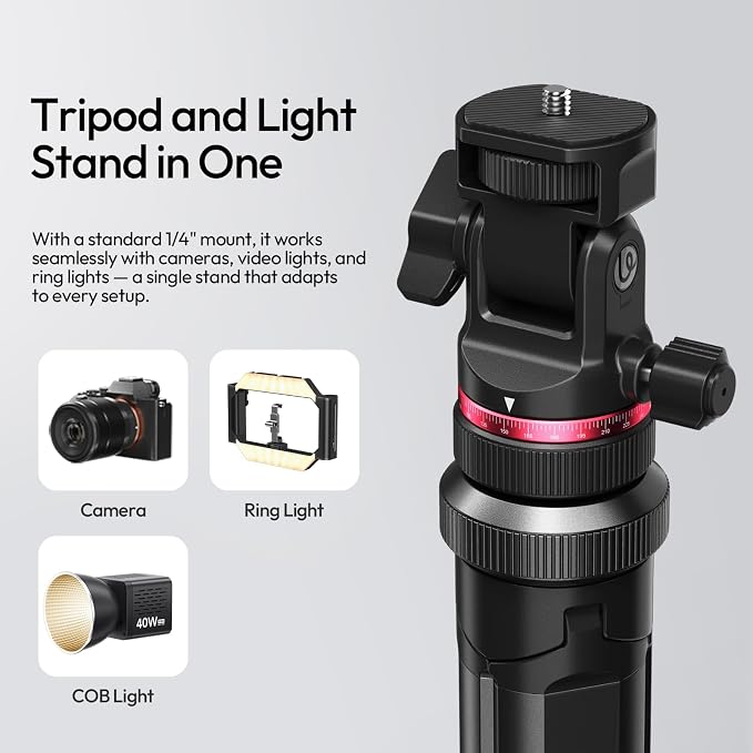 ULANZI MT-80 Aluminum Tripod Stand, 7FT Auto Pop-Up Camera Light Tripod | 11LB Max Load , 1/4" Screw, 360° Ball Head, 360° Rotates, Portable Video Light Stand for DSLR Camera, Ring Light, Video Rig - Image 5