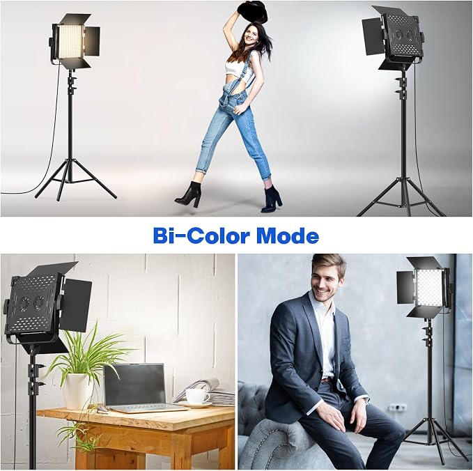 Photography Video Continuous Output Lighting Kit, 2Pack Upgraded Bi-Color LED Video Studio Lights Aluminum Alloy 2500k~8500k with Remote for Camera Photo Recording Filming Stage Shooting - Image 9