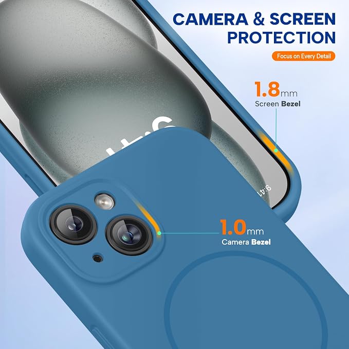 Miracase Silicone & Magnetic for iPhone 15 Plus Case, Capri Blue | Compatible with MagSafe, Soft Microfiber Lining, Liquid Silicone Case Shockproof Drop Protection Phone Case for 15 Plus - Image 5