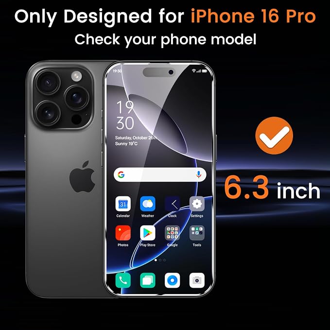 Lesakit 4+4 Pack Privacy Screen Protector for iPhone 16 Pro 6.3-Inch with 4 Pack Camera Lens Protector, Anti Spy Tempered Glass Film 9H Hardness Case Friendly - Image 2