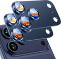 Uyiton for iPhone 17 Pro Camera Lens Protector, Metal Frame Glass Cover | Not Easy to Break, Strong Adsorption, Case-Friendly, Metal 9H Sapphire Glass Rear Camera Screen Cover, Deep Blue, 2 Packs by Uyiton