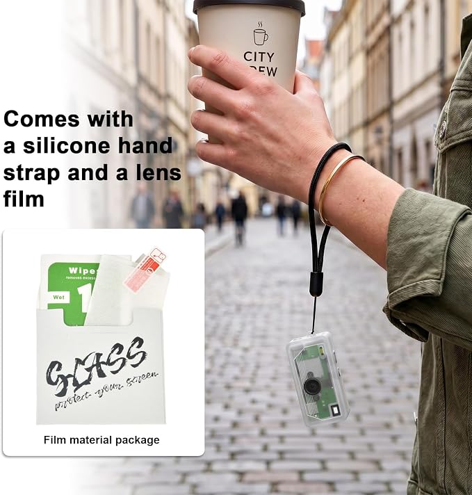 Silicone Case for Kodak CHARMERA Millennium Keychain Mini Digicam Blind Box | Soft Keychain Camera Sleeve, Precise Cutouts, Case-On Charging & SD Card Access, Screen Protector & Wrist Strap- Transparent - Image 4