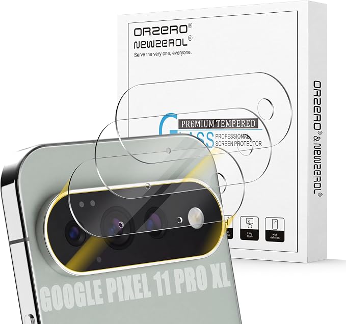 Orzero (3 Pack Camera Lens Protector Compatible for Google Pixel 11 Pro XL, Protector de Cámera Case Friendly Tempered Glass 9H High Definition Microphone Cutout Anti-Scratch by JumpIntoOrzeroLet%E2%80%99sExploreLikeNeverBefore