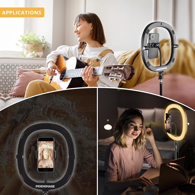 12" Selfie Ring Light with 59" Tripod Stand and Phone Holder | Dimmable LED Circle Lights Phone Ring Light Tripod for Photography, Video Recording, Live Stream, Makeup - Image 7