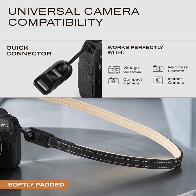 Slim Leather Camera Strap with Quick Release, Neck, Shoulder Strap - Image 3