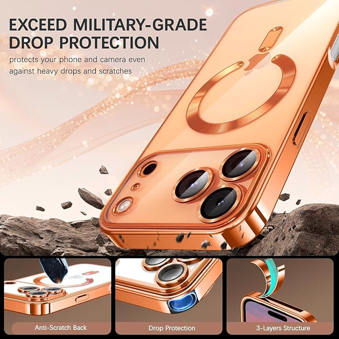 Magnetic Glossy Case for iPhone 17 Pro Max,iPhone 17 ProMax Phone Case Slim Clear Luxury with Screen Protector & Camera Protector [Compatible with MagSafe], Shockproof Cover for iPhone 17 Max-Silver - Image 2