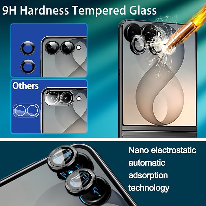Ferilinso Screen Protector for Samsung Galaxy Z Flip 8, Tempered Glass Back | 3 Pack, 9H+ Hardness, Military-Grade Shatterproof, Case Friendly, Easy Installation Bubble Free, with Camera Lens Protector - Image 6