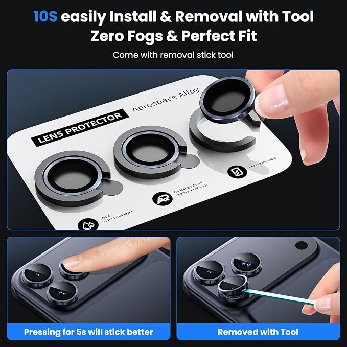 WSKEN for iPhone 17 Pro/iPhone 17 Pro Max Camera Lens Protector | Original Shooting Mode, Individual Metal Cover Film, Shatterproof HD Tempered Glass Camera Screen Protector, Deep Blue - Image 6