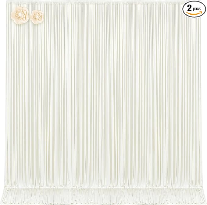 10x12 Ivory Backdrop Curtains for Wedding Party Wrinkle Free Backdrops Curtain Drapes Fabric Decorations Photo Back Drop Cloth for Baby Shower Photography Stage Reception 5ft x 12ft,2 Panels by Tao-GePartyDecorations