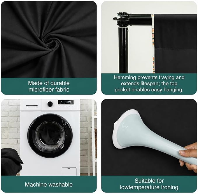 Kate 8ft×10ft Black Photography Backdrop for Studio Portraits and Video | Solid Black Cloth For Portraits, Product Photos, Videos, Streaming, Interviews, Parties And Studio Shoots - Image 4