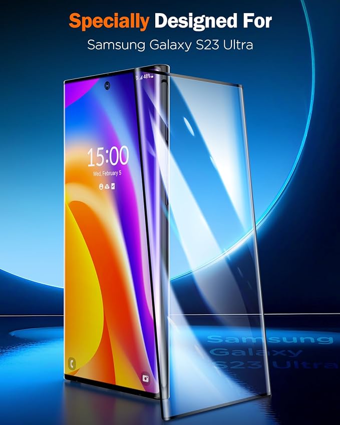 LK 2 Pack for Samsung Galaxy S23 Ultra Screen Protector, Flexible Glass | [GAME-CHANGER] [12FT Military Grade Shatterproof] Bubble-Free Film for Cell Phone s23 Ultra, Ultra-Thin - Image 2