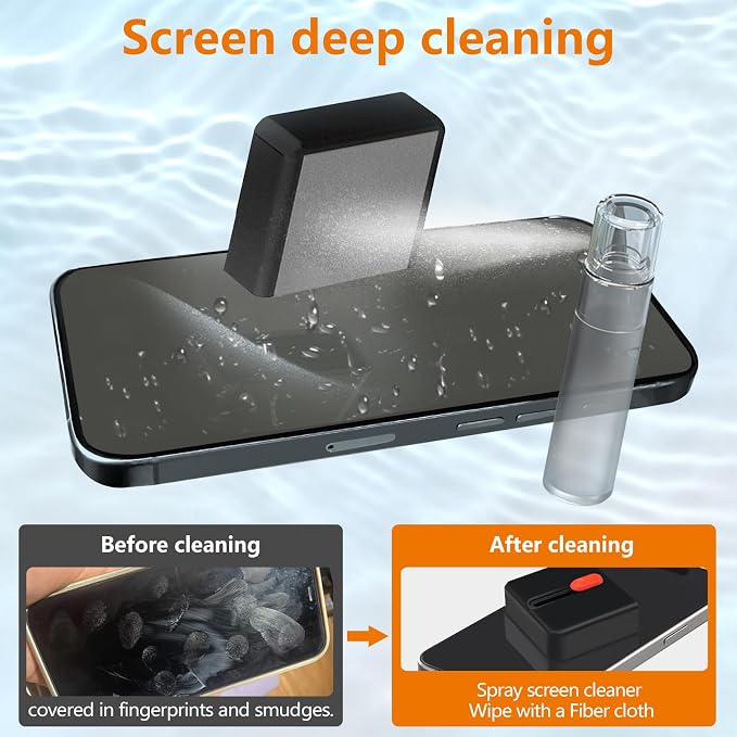 Cell Phone Cleaning Kit, iPhone Cleaning Kit for Charging Port Cleaner Keyboard Cleaning Kit for Airpods/Android/USB C/Earbuds/Laptop/iPad/Camera Lens with Stylus Pen (Black) - Image 5