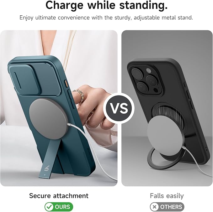 SURITCH for iPhone 16 Pro Max Case with Magnetic Camera Slide Cover and Adjustable Kickstand, Compatible with MagSafe, Shockproof Bumper Case Slim Protective Cover 6.9 Inch, Lake Green - Image 5