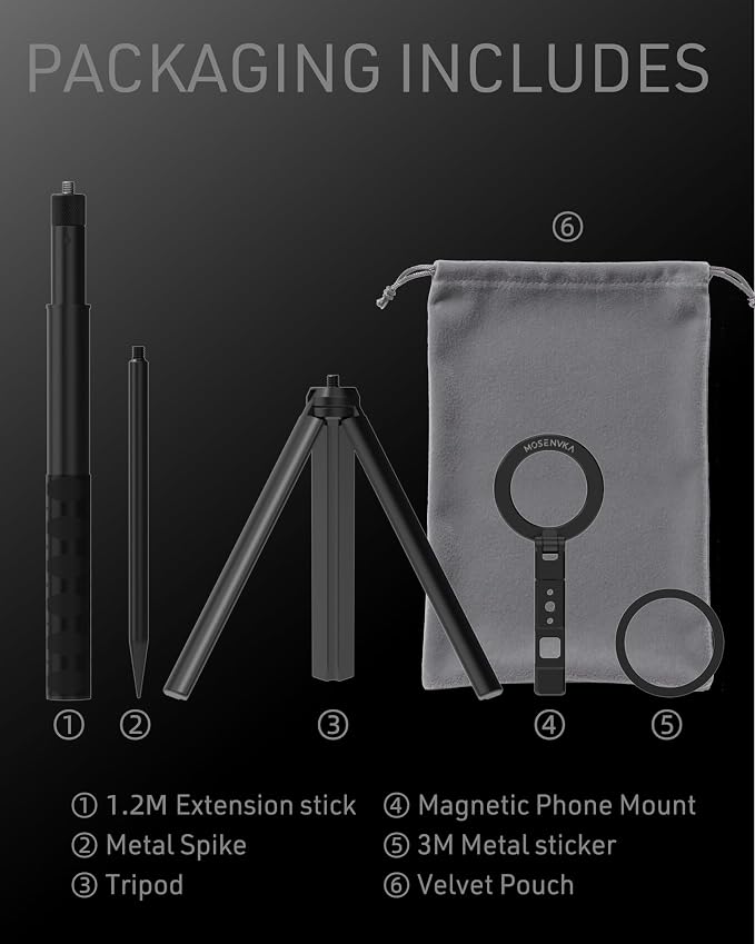 MOSENVKA Magnetic Golf Tripod & Monopod Phone Holder Swing Recording | Adjustable Golf Selfie Stick Tripod Ground Mount to Record Golf Swing Training Aid Compatible with iPhone Android - Image 8