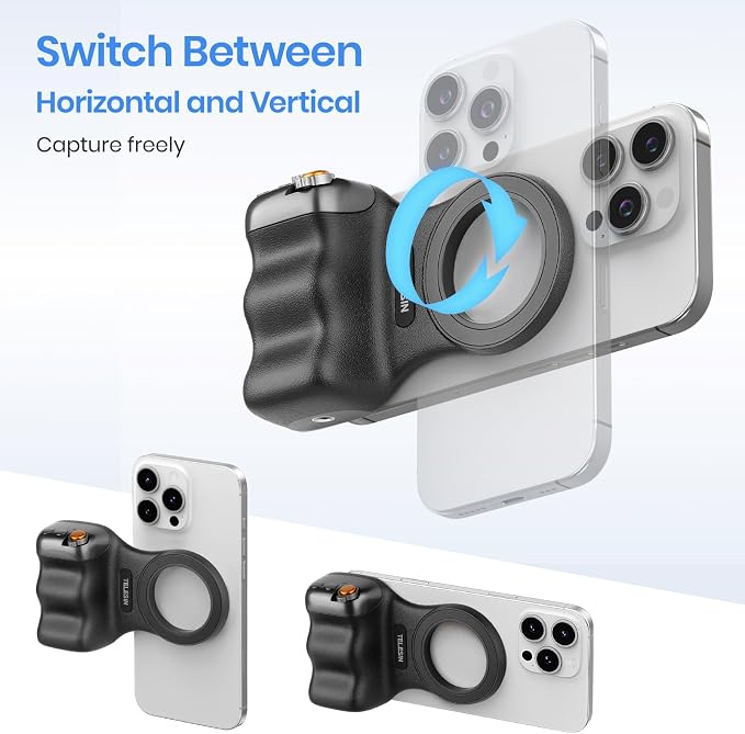 Magnetic Phone Camera Grip,Shooting Holder Selfie Handle Snap(Black) | Wireless Shutter for iPhone 17 16 15 14 Android Cellphone Vlog Photography - Image 5