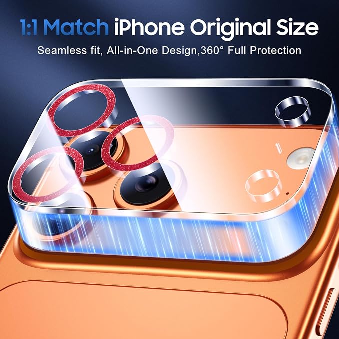 UniqueMe for 3 Pack iPhone 17 Pro Camera Lens Protector - Glitter Red | Drop Protection, Case Friendly, 9H Tempered Glass, Camera Cover Screen, Update New Version - Image 5