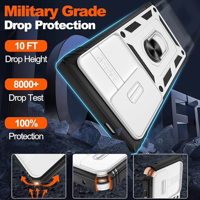 Gritup for Samsung Galaxy S24 Ultra Phone Case: Case S24 Ultra with Screen Protector*2 | Magnetic Stand & Slide Camera Cover | Shock Proof Military-Grade para S24 Ultra Cover -White+Black - Image 3