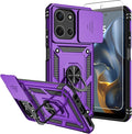 for Moto G 2026 /Moto G Play 2026 Case,with Screen Protector and Camera Cover,[Military Grade] 16ft.Drop Tested Cover with Magnetic Kickstand Protective Case for Motorola G 2026, Purple by SKMY
