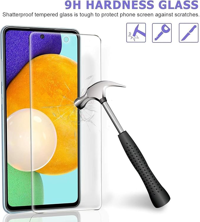 Ferilinso 3 Pack Screen Protector for Samsung Galaxy A52 4G&5G/A52s 5 | 9H+ Tempered Glass, Military-Grade Shatterproof, HD, Case Friendly, Easy Installation Bubble Free, with Camera Lens Protector - Image 5