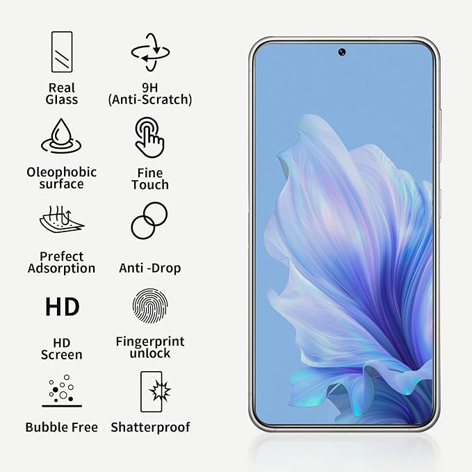 Privacy Screen Protector & Camera Lens for Galaxy S25 Plus 5G | 3+2 Pack, Anti-Spy, 9H Hardness, Support Fingerprint Unlock, Tempered Glass - Image 8