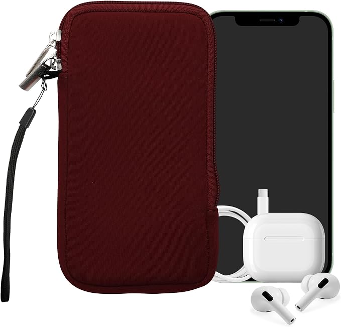 kwmobile Universal Phone Pouch Size XL - 6.7/6.8" - Neoprene Smartphone Pouch with Zip - Water-Repellent Mobile Phone Case - Sleeve in Bordeaux - Image 8
