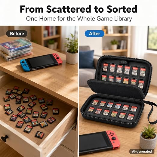 Game Card Case for Nintendo Switch, 72 Games and 144 MicroSD Cards, Black | Hard EVA Memory Card Organizer with Removable EVA-PVC Trays, Fitted Slots and Finger Grooves for Easier Browsing - Image 5
