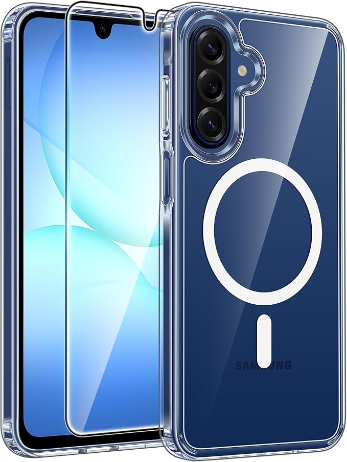 FNTCASE for Galaxy A17/A16 5G Phone Case, Fit for Magsafe, Screen Protector | Clear Anti Yellowing, 14FT Military Grade Drop Protection, Slim Shockproof Protective, for Samsung A 17 A 16 Cover by FNTCASE