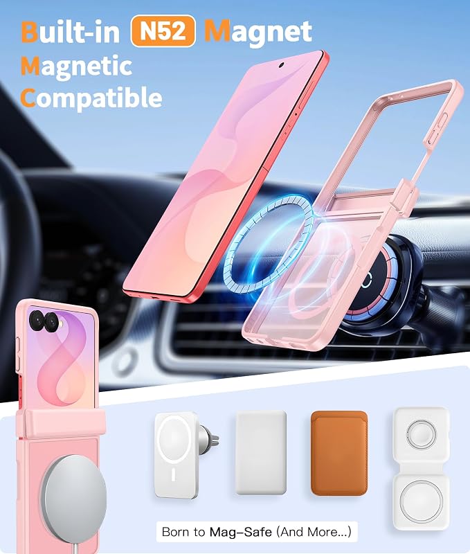 FNTCASE for Samsung Galaxy Z Flip 8 Case, Fit for Magsafe, Screen Protector | Hinge Protection, Translucent Matte, 18FT Military Grade Drop Proof, Protective Phone Cover, Light Pink - Image 3