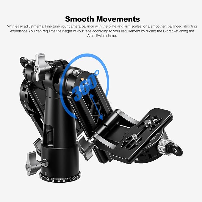 Leofoto Dual-Camera Gimbal Head, Professional Videographer Foldable Gimbal Head with 360° Panorama Shooting and 3/8” Screw Threaded for Cameras/Spotting Scopes, Max Load to 25kg/55.12 lb (DPG-1) - Image 3
