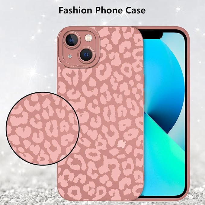 Cute Pink Cheetah Print Phone Case for iPhone 13 6.1" | Aesthetic Leopard Pattern Design Cover Full Camera Lens Protective Shockproof Soft Slim TPU Funda for Women Girls - Image 6