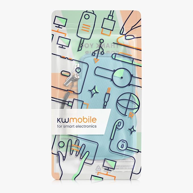 kwmobile Universal Phone Pouch Size XL - 6.7/6.8" - Neoprene Smartphone Pouch with Zip - Water-Repellent Mobile Phone Case - Sleeve in Light Blue - Image 7