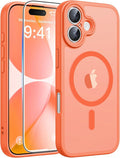 FNTCASE for iPhone 17 Case, Compatible with Magsafe, Glass Screen Protector | Full Camera Protection, Translucent Matte, 14FT Military Grade Drop Proof, Shockproof Protective Phone Cover, Orange by FNTCASE
