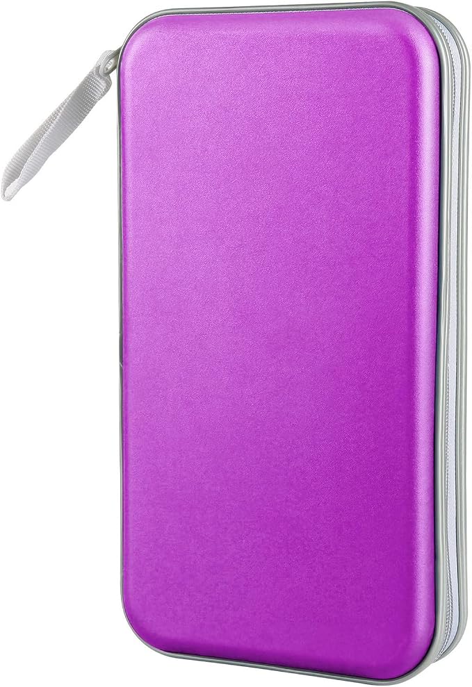 Siveit CD DVD Cases 96 Capacity Disc Storage Binder for Car(Purple) | Hard Plastic CD DVD Disc Cases Storage Binder Wallet for Car Home Office Travel by Siveit