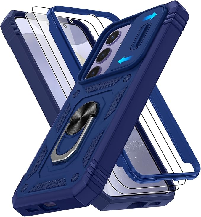 Gritup for Samsung Galaxy S24 Plus Case: S24 Plus Phone Case with Screen Protector*2 | Magnetic Stand & Slide Camera Cover | Shock Proof Military-Grade para S 24 Plus Cover -Blue by Gritup